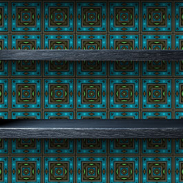 Glas in lood geometrische donkerturquoise kleine l behang