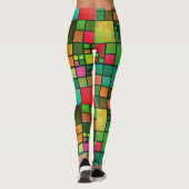 Glas in lood Geometrische Waterverf Patroon Leggings (Achterkant)