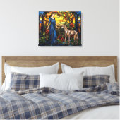 "Glas in lood Grote Deen" Canvas Afdruk (Insitu (Slaapkamer))