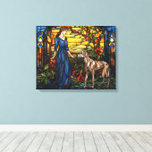 "Glas in lood Grote Deen" Canvas Afdruk (Insitu (Houten vloer))