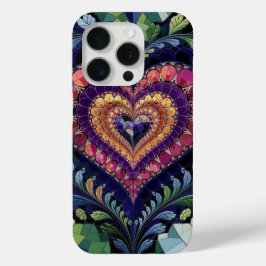 Glas in lood Heart Floral Fantasy iPhone 15 Pro Case