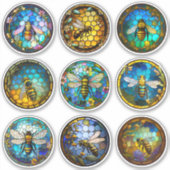 Glas in lood honingbijen sticker (Voorkant)