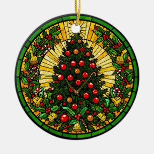Glas-in-lood Hulst & Klokken Boom Keramisch Ornament