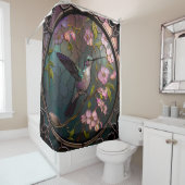 Glas in lood Hummingbird Pattern Spring Flowers Douchegordijn (In situ)