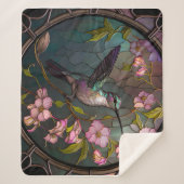 Glas in lood Hummingbird Pattern Spring Flowers Sherpa Deken (Voorkant)