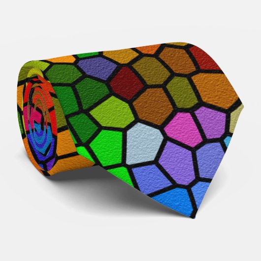 Glas in lood in groen, roze en blauw Stropdas (Opgerold)