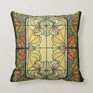 Glas in lood in Moss en Sinaasappel Kussen