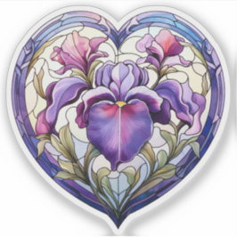 Glas in lood iris hart sticker