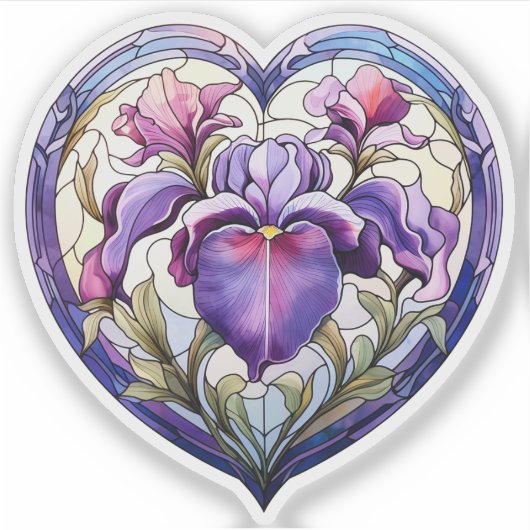 Glas in lood iris hart sticker (Voorkant)
