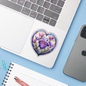 Glas in lood iris hart sticker (Laptop met iPhone)