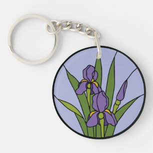 Glas in lood iris sleutelhanger