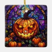 Glas in lood Jack-o'-Lantern Keramisch Ornament (Voorkant)