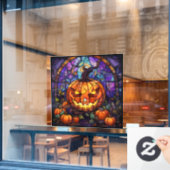 Glas in lood Jack-o'-Lantern: Spooky Elegance Raamsticker (Cafe Raam)