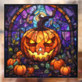Glas in lood Jack-o'-Lantern: Spooky Elegance Raamsticker (Vel 2)