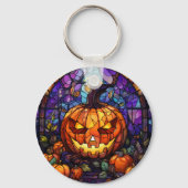 Glas in lood Jack-o'-Lantern: Spooky Elegance Sleutelhanger (Achterkant)