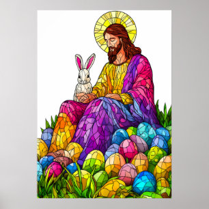 Glas in lood Jesus Easter Egg Poster