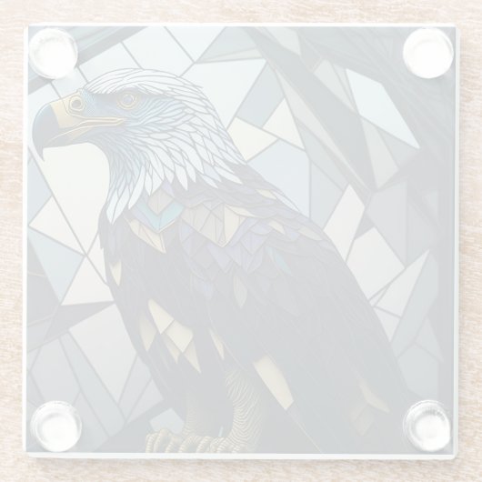 Glas in lood kale adelaar illustratie glazen onderzetter (Achterkant)