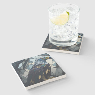 Glas in lood kale adelaar illustratie stenen onderzetter