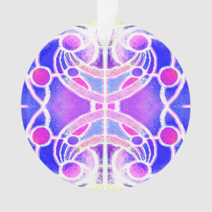 Glas-in-lood kathedraalraam in lila en roze ornament