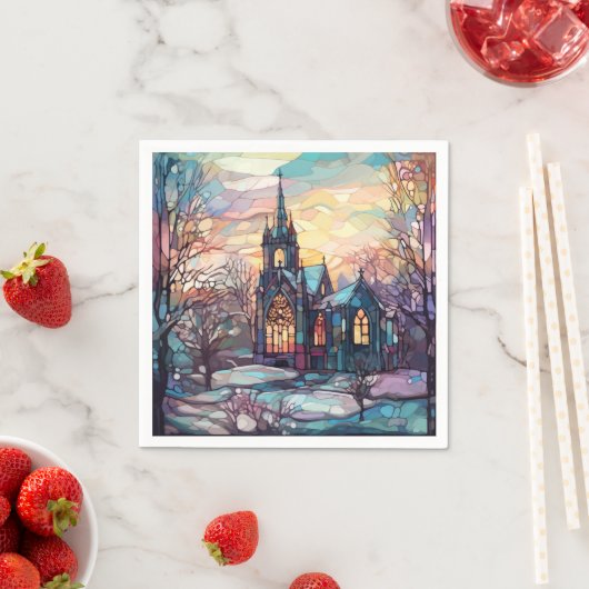 Glas in lood Kerk Papieren servetten (Insitu)