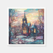 Glas in lood Kerk Papieren servetten (Voorkant)