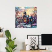 Glas in lood Kerk Poster (Thuiskantoor)