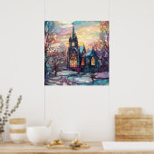Glas in lood Kerk Poster (Keuken)