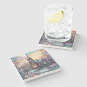 Glas in lood Kerk stenen Onderzetter (Zijkant)