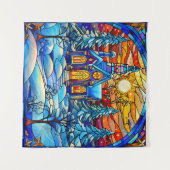 Glas in lood Kerk Tapestry Wandkleed (Voorkant (horizontaal))