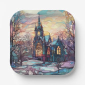 Glas in lood Kerk Vierkant Papier Borden Papieren Bordje (Voorkant)