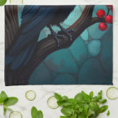 Glas in lood Kersenboom Ravens-Crows Theedoek (Gevouwen)