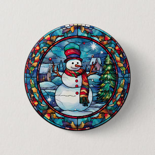Glas in lood kerst Button