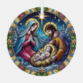 Glas in lood kerst Nativiteit Glas Ornament (Achterkant)