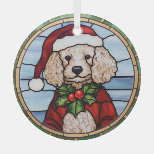 Glas-in-lood Kerst Poedel Glas Ornament