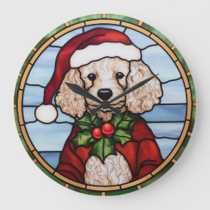 Glas-in-lood Kerst Poedel Grote Klok