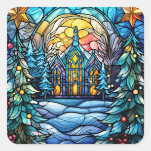 Glas in lood Kerst stickers
