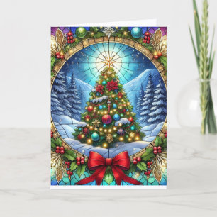 Glas-in-lood Kerstboom Feestdagen Kaart