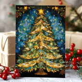 Glas in lood kerstboom feestdagen kaart