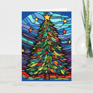 Glas in lood kerstboom Wenskaart Kaart