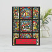 Glas in lood kerstgroet feestdagenkaart (Staand voorkant)