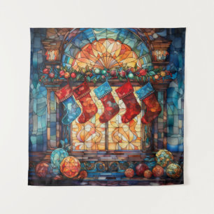 Glas in lood Kerstkousen Tapestry Wandkleed