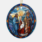 Glas in lood Kerstmis Geboorte Scène Keramisch Ornament (Links)