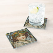 Glas in lood Kerstmis Kind Onderzetter (Schuin)