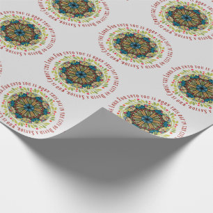 Glas in lood Kerstmis met Luke 2:11 Verse Cadeaupapier