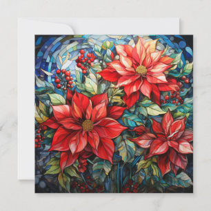 Glas in lood Kerstmis Poinsettia Kaart