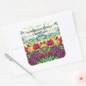 Glas in lood kerstmis vierkante sticker (Envelop)