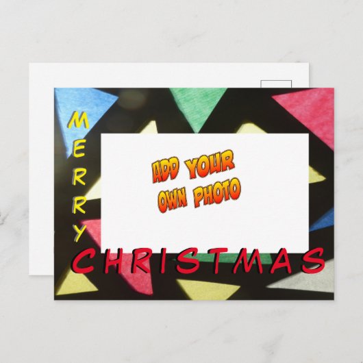 Glas in lood Kerstmis VOEG UW FOTO-Briefkaart TOE Briefkaart (Voorkant / Achterkant)