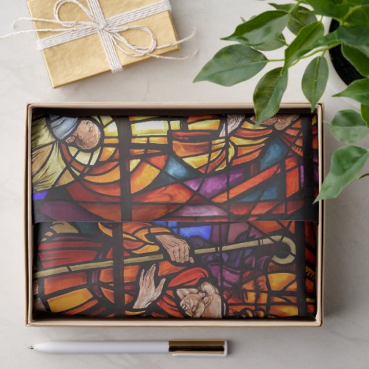 Glas in lood kerstontvlechting tissuepapier (Geschenk)