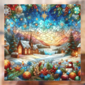 Glas in lood Kerstscène Raamklemmen Raamsticker (Vel 2)