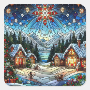 Glas in lood Kerstscène Stickers